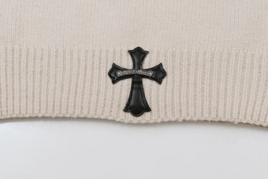 P320 Chrome Hearts Chrome Hearts Hollow Collar Leather + Metal Sweater Color: Blue Apricot Black Size: S M L XL XXL
